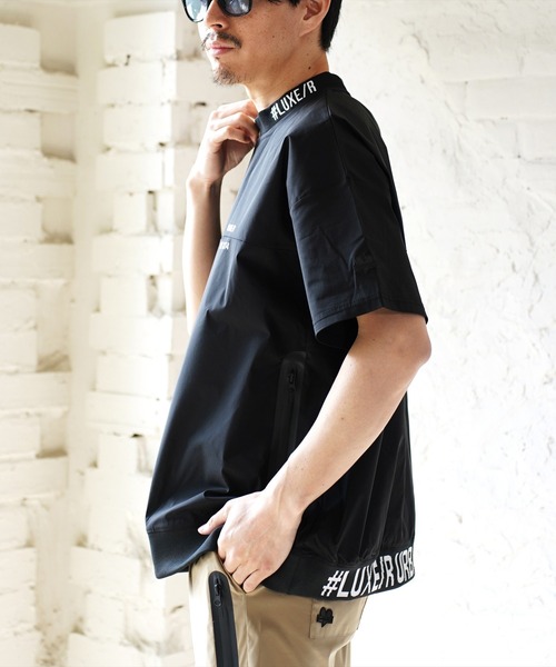 LUXE/R GOLF(ラグジュ ゴルフ)の「(RM)【LUXE/R GOLF】ストレッチ クロス バイカラー プルオーバー 半袖 シャツ(Tシャツ/カットソー・メンズ・ブラック×ブラック/ブラック×ホワイト/ブラック×グレー/カーキ系・M/L/XL)」の12枚目の写真