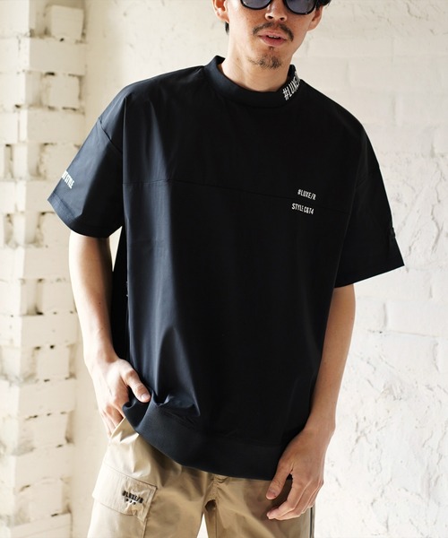 LUXE/R GOLF(ラグジュ ゴルフ)の「(RM)【LUXE/R GOLF】ストレッチ クロス バイカラー プルオーバー 半袖 シャツ(Tシャツ/カットソー・メンズ・ブラック×ブラック/ブラック×ホワイト/ブラック×グレー/カーキ系・M/L/XL)」の11枚目の写真