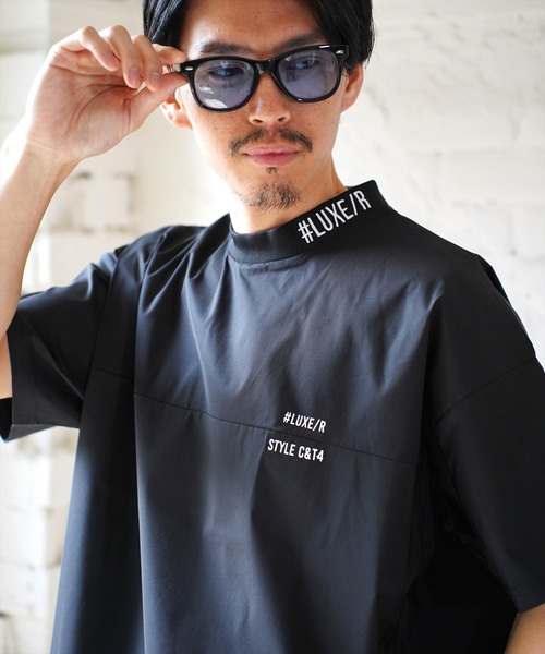 LUXE/R GOLF(ラグジュ ゴルフ)の「(RM)【LUXE/R GOLF】ストレッチ クロス バイカラー プルオーバー 半袖 シャツ(Tシャツ/カットソー・メンズ・ブラック×ブラック/ブラック×ホワイト/ブラック×グレー/カーキ系・M/L/XL)」の15枚目の写真