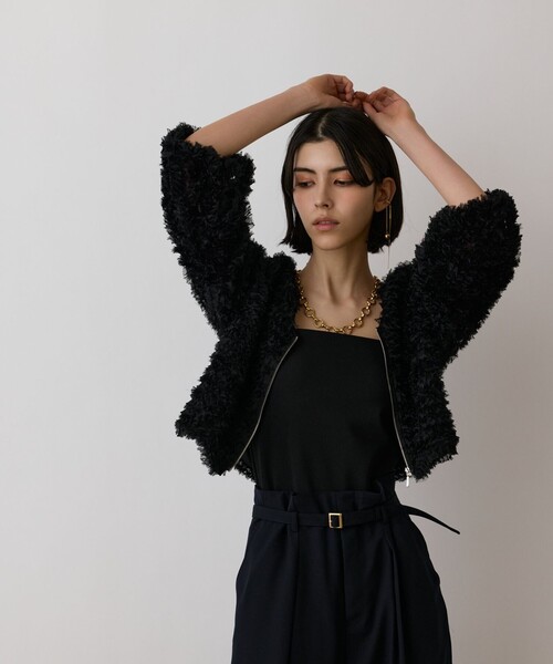 GRACE CONTINENTAL（グレースコンチネンタル）の「フラワーチュール刺繍ブルゾン（ブルゾン・レディース・グレー/ブラック・36）」の8枚目の写真