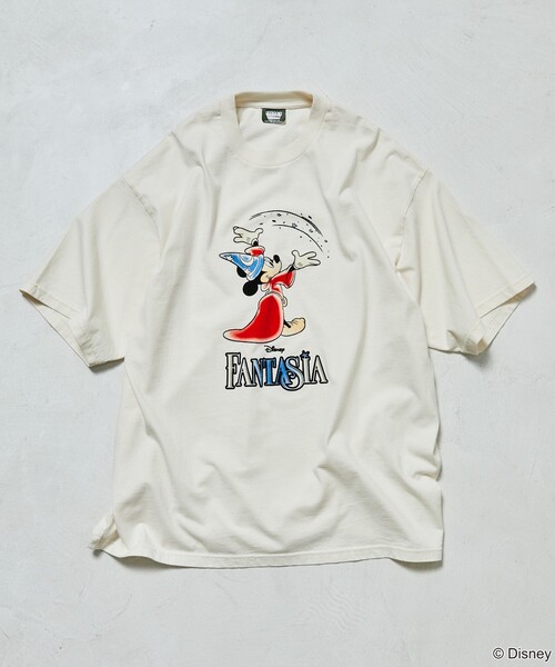 FREAK'S STORE（フリークスストア）の「DISNEY/ディズニー/『ファンタジア』/魔法/ミッキーマウス/フロッキープリント クルーネックTシャツ/リラックスフィット（Tシャツ/カットソー・メンズ・ブラック/グリーン/ホワイト・LARGE/MEDIUM）」の14枚目の写真