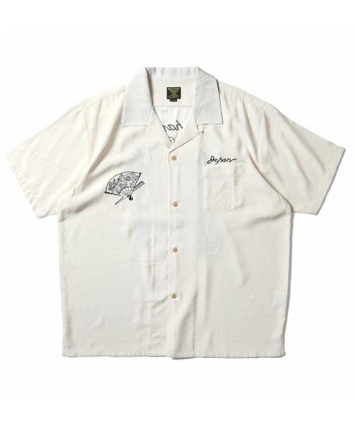 HOUSTON（ヒューストン）の「［HOUSTON ヒューストン］RYU TORA MAIKO EMB SOUVENIR S/S SHIRT 龍 虎 舞妓 和柄 ステッチ刺繍 オープンカラーシャツ / スーベニアシャツ / スカシャツ / 開襟シャツ（シャツ/ブラウス・メンズ・ブラック/ブラック系その他2/オフホワイト/ホワイト系その他2/ブラック系その他/グレー/ブルー/ホワイト系その他/ピンク・M/L/XL）」の4枚目の写真