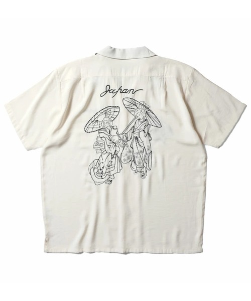 HOUSTON（ヒューストン）の「［HOUSTON ヒューストン］RYU TORA MAIKO EMB SOUVENIR S/S SHIRT 龍 虎 舞妓 和柄 ステッチ刺繍 オープンカラーシャツ / スーベニアシャツ / スカシャツ / 開襟シャツ（シャツ/ブラウス・メンズ・ブラック/ブラック系その他2/オフホワイト/ホワイト系その他2/ブラック系その他/グレー/ブルー/ホワイト系その他/ピンク・M/L/XL）」の17枚目の写真