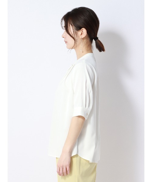 SUIT SQUARE（スーツスクエア）の「フロントタックブラウス 5分袖 ウォッシャブル ライトクロスストレッチ（シャツ/ブラウス・レディース・ホワイト系2/ホワイト系1/イエロー系・38(9号)/40(11号)）」の17枚目の写真