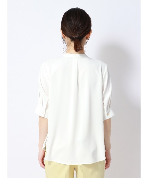 SUIT SQUARE（スーツスクエア）の「フロントタックブラウス 5分袖 ウォッシャブル ライトクロスストレッチ（シャツ/ブラウス・レディース・ホワイト系2/ホワイト系1/イエロー系・38(9号)/40(11号)）」の18枚目の写真