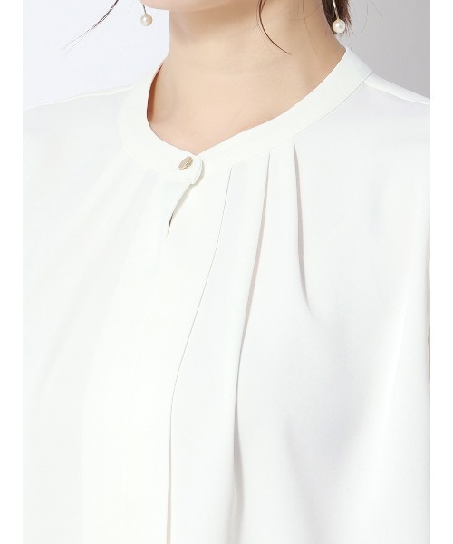 SUIT SQUARE（スーツスクエア）の「フロントタックブラウス 5分袖 ウォッシャブル ライトクロスストレッチ（シャツ/ブラウス・レディース・ホワイト系2/ホワイト系1/イエロー系・38(9号)/40(11号)）」の19枚目の写真