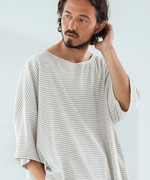 Magine（マージン）の「mt9601-Border Fabric Boat Neck Pullove ボートネックTシャツ（Tシャツ/カットソー・メンズ・ブラック系その他/ホワイト系その他・44/46/48）」の22枚目の写真
