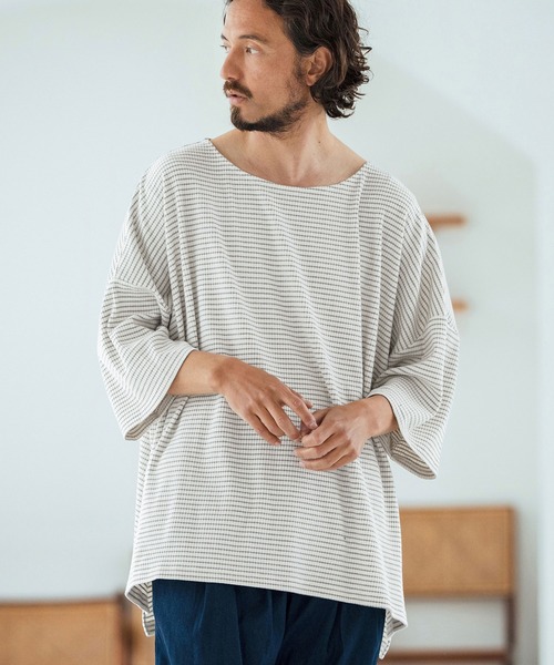 Magine（マージン）の「mt9601-Border Fabric Boat Neck Pullove ボートネックTシャツ（Tシャツ/カットソー・メンズ・ブラック系その他/ホワイト系その他・44/46/48）」の21枚目の写真