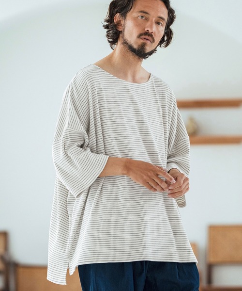 Magine（マージン）の「mt9601-Border Fabric Boat Neck Pullove ボートネックTシャツ（Tシャツ/カットソー・メンズ・ブラック系その他/ホワイト系その他・44/46/48）」の20枚目の写真