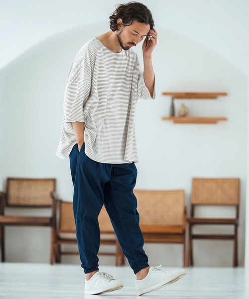 Magine（マージン）の「mt9601-Border Fabric Boat Neck Pullove ボートネックTシャツ（Tシャツ/カットソー・メンズ・ブラック系その他/ホワイト系その他・44/46/48）」の19枚目の写真
