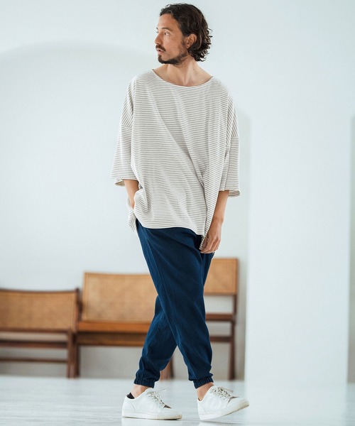 Magine（マージン）の「mt9601-Border Fabric Boat Neck Pullove ボートネックTシャツ（Tシャツ/カットソー・メンズ・ブラック系その他/ホワイト系その他・44/46/48）」の18枚目の写真