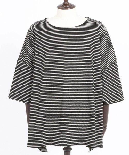 Magine（マージン）の「mt9601-Border Fabric Boat Neck Pullove ボートネックTシャツ（Tシャツ/カットソー・メンズ・ブラック系その他/ホワイト系その他・44/46/48）」の11枚目の写真