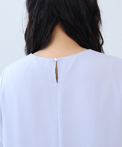 【fleur】【Ｌ〜６Ｌ】ジャーゼットパールネックフロントタックブラウス セール】【L～6L 大きいサイズ】ジャーゼットパールネック