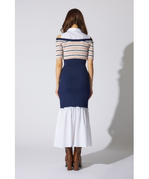 rienda(リエンダ)の「シャツレイヤードコンビマーメイドニットワンピース 半袖 夏服 サマーニット(ワンピース・レディース・ブラック/ベージュ/ピンク系その他・FREE)」の15枚目の写真