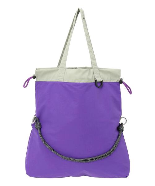 Samansa Mos2 blue（サマンサモスモスブルー）の「2WAY配色ナイロントート（ハンドバッグ・レディース・パープル/グレー/ブラック・F）」の4枚目の写真