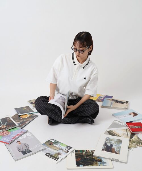 FFEIN（フェイン）の「【FFEIN（フェイン）】襟ライン刺繍ポロシャツ/ 短丈 鹿の子 Tシャツ 半袖 ワンポイント（ポロシャツ・メンズ・オフホワイト/ブラック/サンドベージュ/ネイビー・SMALL/MEDIUM/LARGE）」の5枚目の写真