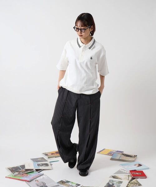 FFEIN（フェイン）の「【FFEIN（フェイン）】襟ライン刺繍ポロシャツ/ 短丈 鹿の子 Tシャツ 半袖 ワンポイント（ポロシャツ・メンズ・オフホワイト/ブラック/サンドベージュ/ネイビー・SMALL/MEDIUM/LARGE）」の9枚目の写真