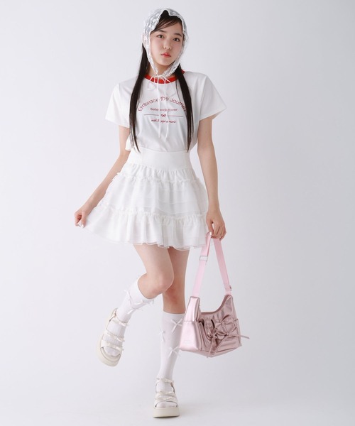 repipi armario(レピピ アルマリオ)の「【girly line】COOLリンガーT【接触冷感】(Tシャツ/カットソー・キッズ・ホワイト×レッド/ホワイト×ブラック/ブラック/サックスブルー/ホワイト×ピンク・LARGE/SMALL/MEDIUM)」の10枚目の写真