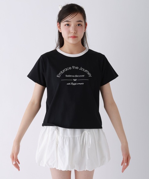 repipi armario(レピピ アルマリオ)の「【girly line】COOLリンガーT【接触冷感】(Tシャツ/カットソー・キッズ・ホワイト×レッド/ホワイト×ブラック/ブラック/サックスブルー/ホワイト×ピンク・LARGE/SMALL/MEDIUM)」の12枚目の写真