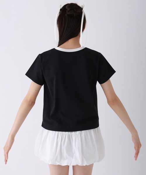 repipi armario(レピピ アルマリオ)の「【girly line】COOLリンガーT【接触冷感】(Tシャツ/カットソー・キッズ・ホワイト×レッド/ホワイト×ブラック/ブラック/サックスブルー/ホワイト×ピンク・LARGE/SMALL/MEDIUM)」の14枚目の写真