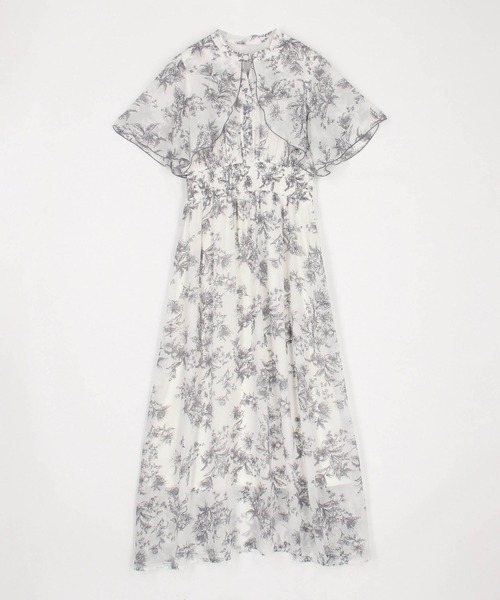 NICOLE CLUB（ニコル　クラブ）の「花柄ケープワンピース（ワンピース・レディース・オフホワイト/グレー・MEDIUM）」の3枚目の写真