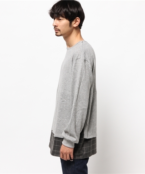 WHO'S WHO gallery（フーズフーギャラリー）の「【EXCHANGEZ】ニットソー切替スウェット（スウェット・メンズ・ライトグレー/カーキ/ブラック・MEDIUM/LARGE）」の9枚目の写真