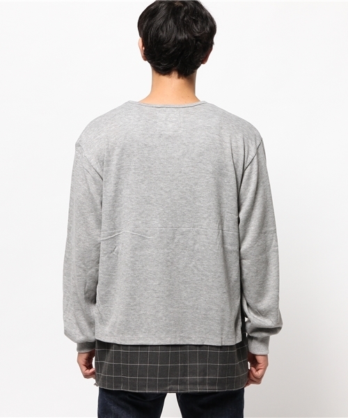 WHO'S WHO gallery（フーズフーギャラリー）の「【EXCHANGEZ】ニットソー切替スウェット（スウェット・メンズ・ライトグレー/カーキ/ブラック・MEDIUM/LARGE）」の10枚目の写真