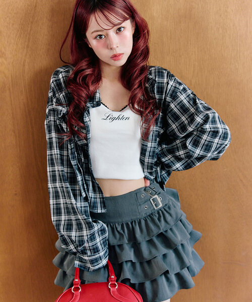 OLIVE des OLIVE（オリーブデオリーブ）の「リボンリボンクロップドシャツ（シャツ/ブラウス・レディース・ブラック/レッド/オフホワイト/ブルー・FREE）」の12枚目の写真