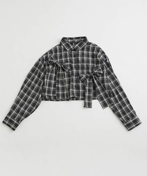 OLIVE des OLIVE（オリーブデオリーブ）の「リボンリボンクロップドシャツ（シャツ/ブラウス・レディース・ブラック/レッド/オフホワイト/ブルー・FREE）」の5枚目の写真