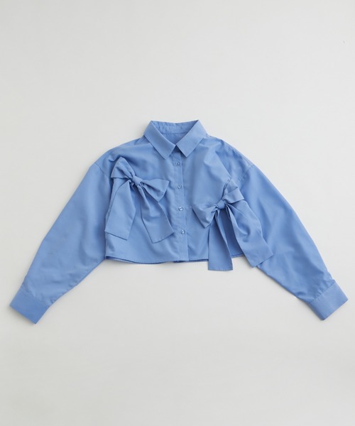 OLIVE des OLIVE（オリーブデオリーブ）の「リボンリボンクロップドシャツ（シャツ/ブラウス・レディース・ブラック/レッド/オフホワイト/ブルー・FREE）」の6枚目の写真