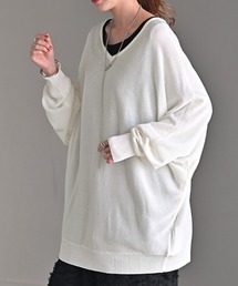 爽やか オーバーサイズVネックニット 吸水速乾