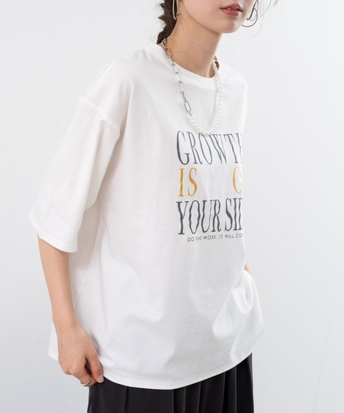refinedworks(リファインドワークス)の「【refinedworks】箔プリント の ロゴ が今年らしい Tシャツ(Tシャツ/カットソー・レディース・ホワイト/ブラック/カーキ・FREE)」の18枚目の写真
