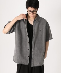 【UNISEX】ALAND/Aロゴデニム半袖シャツ