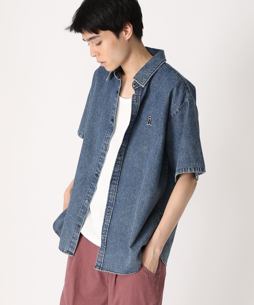 ALAND（エーランド）の「【UNISEX】ALAND／Aロゴデニム半袖シャツ（シャツ/ブラウス・レディース・ブラック/インディゴブルー・MEDIUM/SMALL）」の13枚目の写真