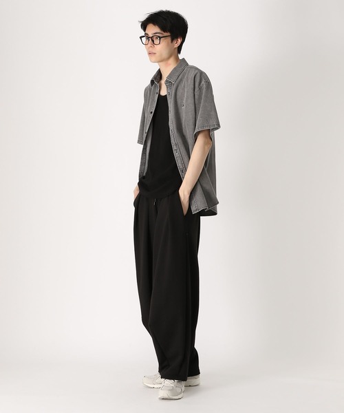 ALAND（エーランド）の「【UNISEX】ALAND／Aロゴデニム半袖シャツ（シャツ/ブラウス・レディース・ブラック/インディゴブルー・MEDIUM/SMALL）」の4枚目の写真