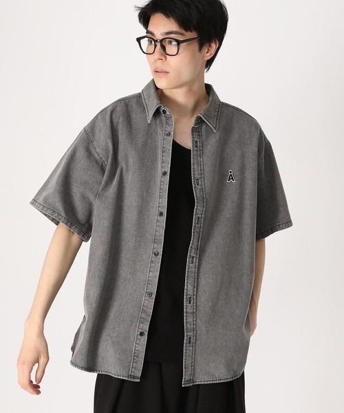 ALAND（エーランド）の「【UNISEX】ALAND／Aロゴデニム半袖シャツ（シャツ/ブラウス・レディース・ブラック/インディゴブルー・MEDIUM/SMALL）」の7枚目の写真