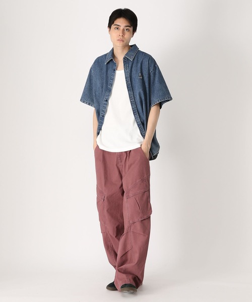 ALAND（エーランド）の「【UNISEX】ALAND／Aロゴデニム半袖シャツ（シャツ/ブラウス・レディース・ブラック/インディゴブルー・MEDIUM/SMALL）」の9枚目の写真