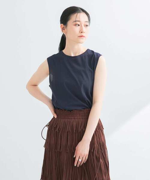 URBAN RESEARCH（アーバンリサーチ）の「new basic　ドライツイストノースリーブカットソー（Tシャツ/カットソー・レディース・ホワイト/ブラック/ネイビー・FREE）」の18枚目の写真