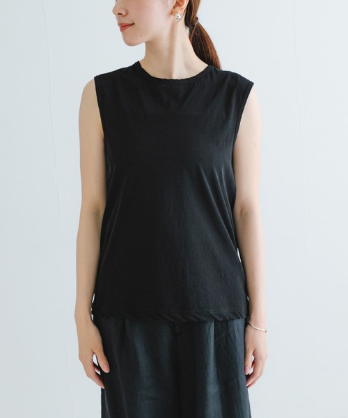 【未使用】ebure　ハイツイストスムースノースリーブカットソー　グレー38 未使用】ebure ハイツイストスムースノースリーブカットソー