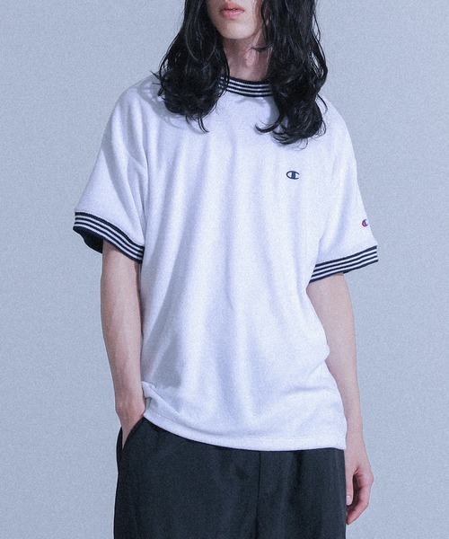 Champion(チャンピオン)の「【Champion】接触冷感 配色デザインパイルTシャツ【セットアップ対応】(Tシャツ/カットソー・メンズ・オフホワイト/ブラウン・XL/L/M)」の1枚目の写真
