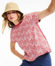AIGLE / エーグル UVカット 吸水速乾 リバティプリントロゴ半袖Tシャツ / フラワー 花柄 AIGLE tシャツ UVカット 吸水速乾 リバティプリントロゴ半袖T