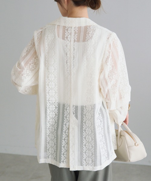 PUAL CE CIN(ピュアルセシン)の「ヴィンテージライクレースジャケット(テーラードジャケット・レディース・ブラック/アイボリー・FREE)」の5枚目の写真