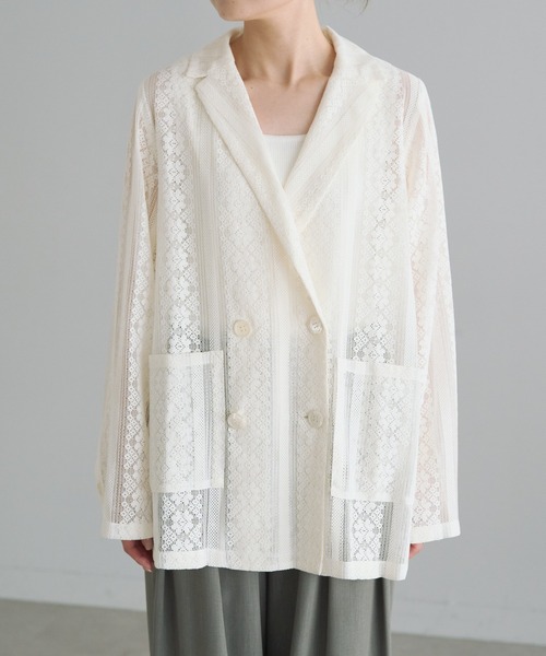 PUAL CE CIN(ピュアルセシン)の「ヴィンテージライクレースジャケット(テーラードジャケット・レディース・ブラック/アイボリー・FREE)」の15枚目の写真