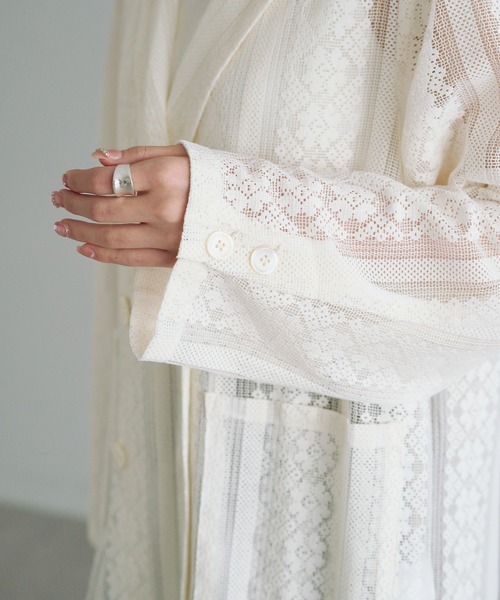 PUAL CE CIN(ピュアルセシン)の「ヴィンテージライクレースジャケット(テーラードジャケット・レディース・ブラック/アイボリー・FREE)」の19枚目の写真