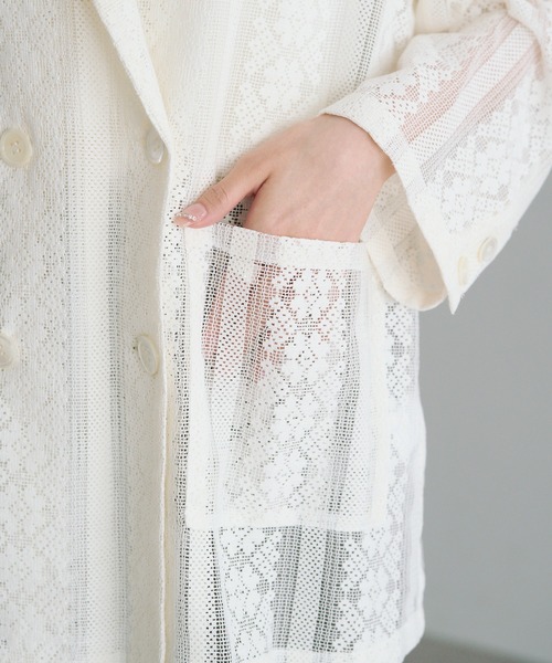 PUAL CE CIN(ピュアルセシン)の「ヴィンテージライクレースジャケット(テーラードジャケット・レディース・ブラック/アイボリー・FREE)」の20枚目の写真