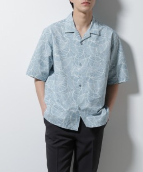 NANO universe(ナノユニバース)の「ボタニカルパターンサッカーシャツ 半袖(シャツ/ブラウス・メンズ・ホワイト/ブラック/ライトブラウン/ライトグリーン・L/M/S)」の4枚目の写真