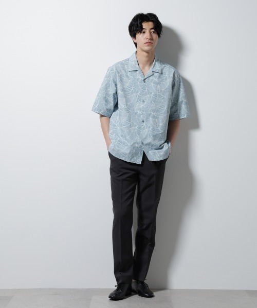 NANO universe(ナノユニバース)の「ボタニカルパターンサッカーシャツ 半袖(シャツ/ブラウス・メンズ・ホワイト/ブラック/ライトブラウン/ライトグリーン・L/M/S)」の12枚目の写真