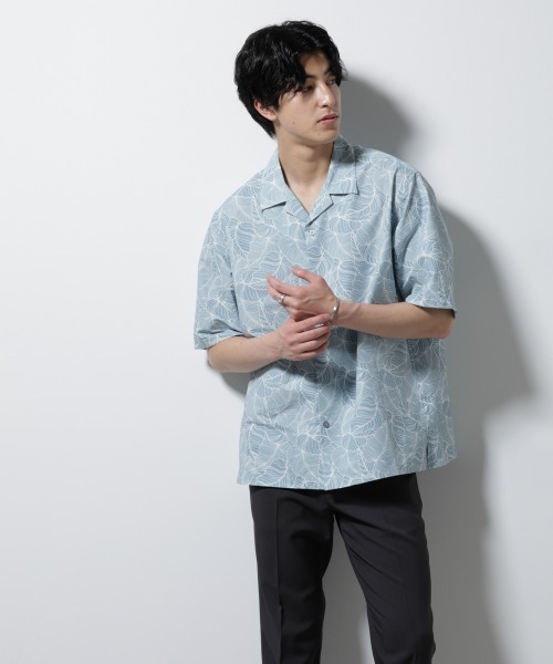 NANO universe(ナノユニバース)の「ボタニカルパターンサッカーシャツ 半袖(シャツ/ブラウス・メンズ・ホワイト/ブラック/ライトブラウン/ライトグリーン・L/M/S)」の16枚目の写真