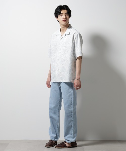 NANO universe(ナノユニバース)の「ボタニカルパターンサッカーシャツ 半袖(シャツ/ブラウス・メンズ・ホワイト/ブラック/ライトブラウン/ライトグリーン・L/M/S)」の7枚目の写真