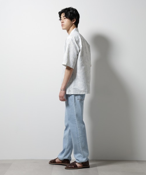 NANO universe(ナノユニバース)の「ボタニカルパターンサッカーシャツ 半袖(シャツ/ブラウス・メンズ・ホワイト/ブラック/ライトブラウン/ライトグリーン・L/M/S)」の5枚目の写真